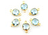 Gold Plated Blue Topaz Faceted Square Shape Bezel Connector, 8 mm, (BZCT-1086)